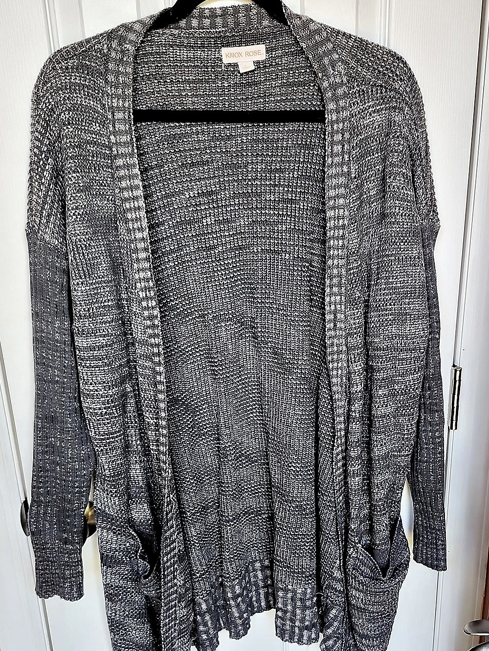 Knox Rose Open Front Cardigan in Gray & Black Size Large Like New